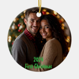 Adorno De Cerámica Personalizable Primera Navidad 2024
