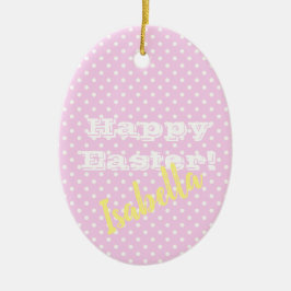 Adorno De Cerámica Personalizable Punto Rosa de Polka Rosa Feliz Pasc