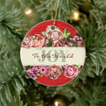Adorno De Cerámica Personalizable Rosas añejos Bonito alegría al mund<br><div class="desc">Elegante pero adorable, este bonito banner vintage floral está hecho de una auténtica obra de arte vintage. Cuenta con un grupo de rosas de estilo victoriano y otras flores y texto que puedes personalizar. Los colores de este diseño dulce son rosa, violeta, verde, rojo y marfil. Descubre otros regalos lindos...</div>