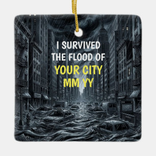 Adorno De Cerámica Personalizable Sobreviví a la inundación