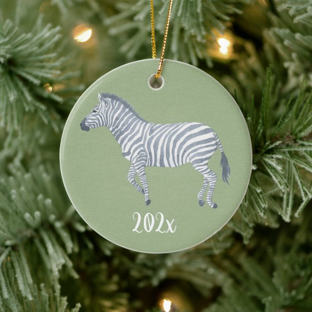 Adorno De Cerámica Personalizable Watercolor Zebra Keepsake (Árbol)