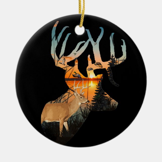 Adorno De Cerámica Personalizable Whitetail Deer Ornament (Frente)