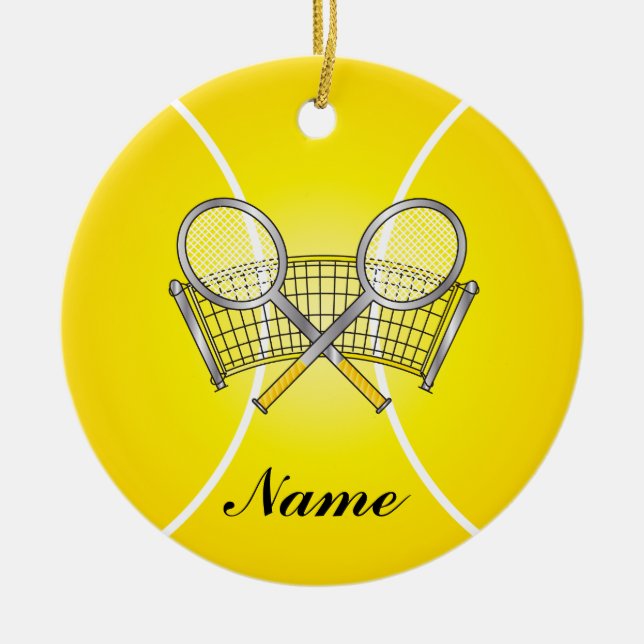 Adorno De Cerámica Personalización de la bola de tenis amarilla (Frente)