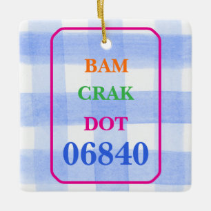 Adorno De Cerámica PERSONALIZACIÓN de la comprobación azul Mahjong Do