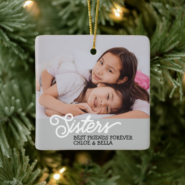 Adorno De Cerámica Personalización de la foto de las hermanas (Árbol)