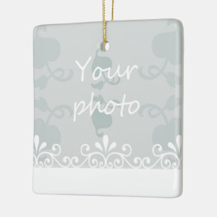 Adorno De Cerámica Personalización de la foto del Boda de Swirls Whit