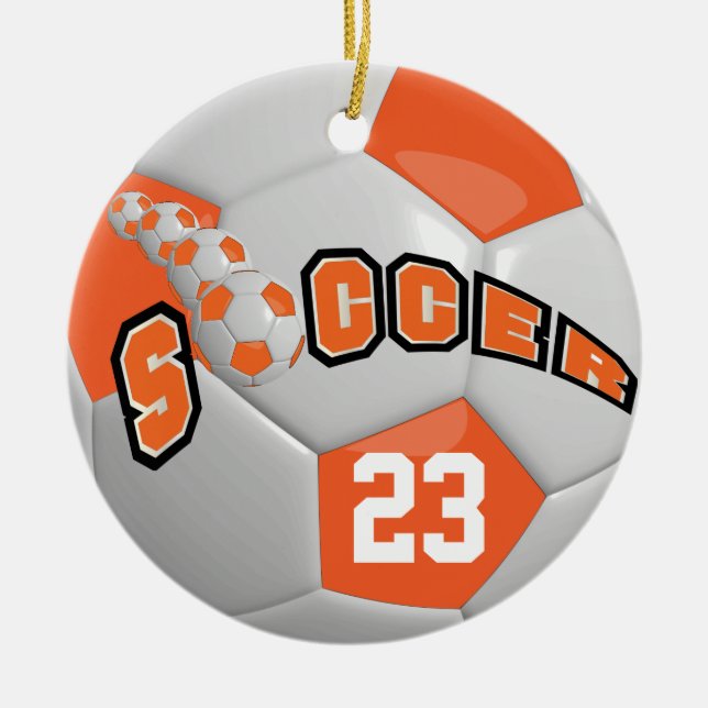 Adorno De Cerámica Personalización de la pelota de fútbol | NARANJA (Frente)