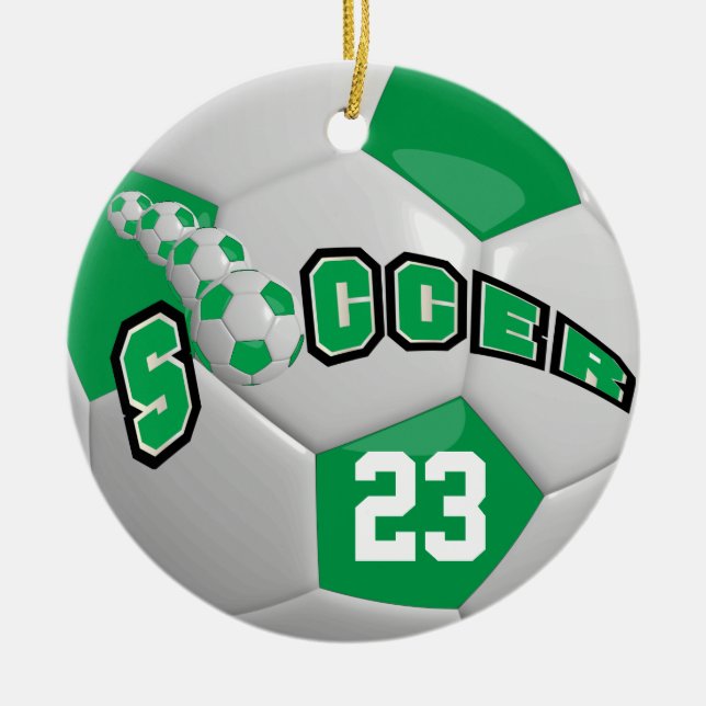 Adorno De Cerámica Personalización de la pelota de fútbol | Verde (Frente)