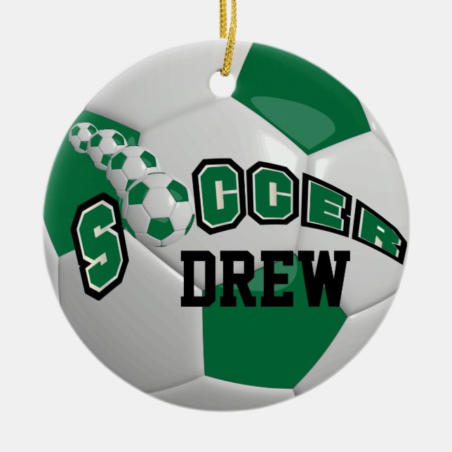 Adorno De Cerámica Personalización de la pelota de fútbol | Verde osc (Frente)