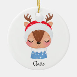 Adorno De Cerámica Personalización de Navidades durmiendo cara de ren