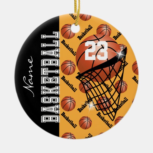 Adorno De Cerámica Personalización del baloncesto de oro (Frente)