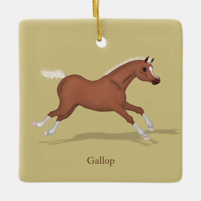 Adorno De Cerámica Personalizada la Galloping Sorrel Gaits of the Hor (Anverso)