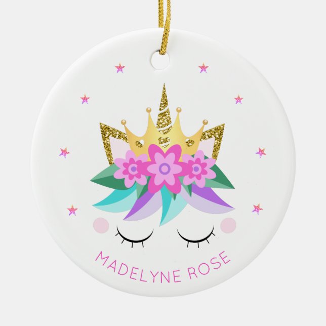 Adorno De Cerámica Personalizada la princesa unicornia cute Girly Pur (Frente)
