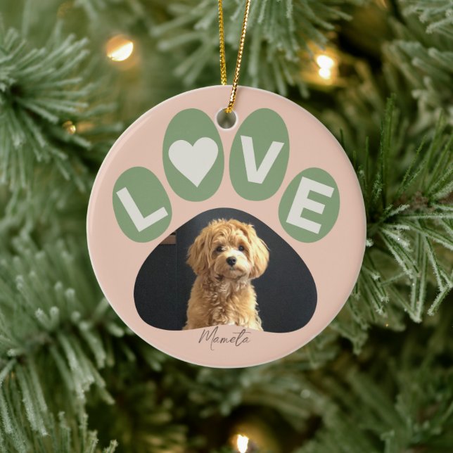 Adorno De Cerámica Personalizada querida Fur Baby Paw (Árbol)