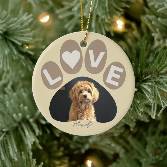 Adorno De Cerámica Personalizada querida Fur Baby Paw (Árbol)