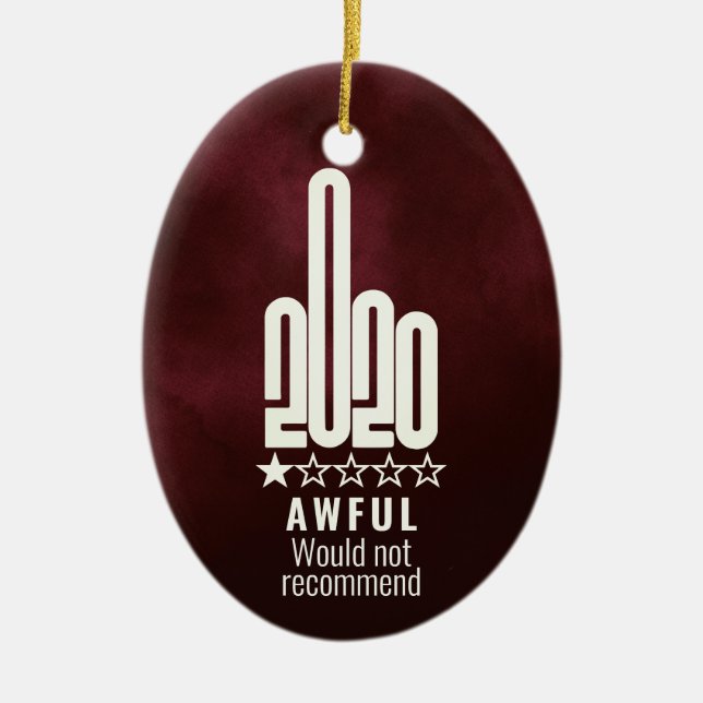 Adorno De Cerámica Personalizado 2020 Middle Finger Review No Recomen (Frente)