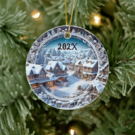 Adorno De Cerámica personalizado 2024 Hermosa ciudad de Navidad antig
