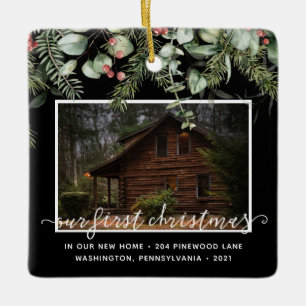 Adorno De Cerámica Personalizado 2 Fotografía Primera Navidad Nueva V