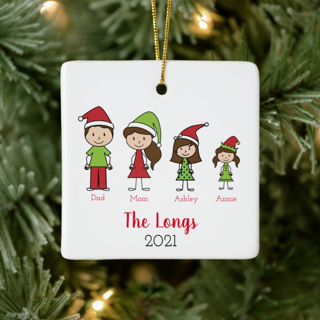 Adorno De Cerámica Personalizado 2 Navidades de familia (Árbol)