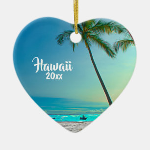 Adorno De Cerámica Personalizado 2 Navidades de fotografía de Hawaii