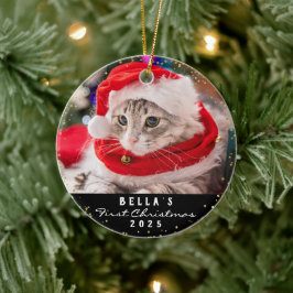 Adorno De Cerámica Personalizado 2 Navidades del gato Meowy, Mascota 