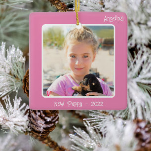 Adorno De Cerámica Personalizado 2-Photo 2 Sided Pink Special Event