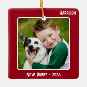 Adorno De Cerámica Personalizado 2-Photo 2 Sided Red Special Event Mi