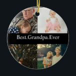 Adorno De Cerámica Personalizado 4 Mejor Abuelo Collage de fotos<br><div class="desc">Personalizado 4 Collage de fotos Mejor Abuelo jamás Ornamento cerámico</div>