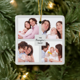 Adorno De Cerámica Personalizado 4 Sección Collage de fotos de famili