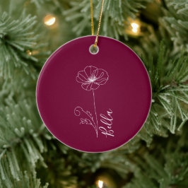 Adorno De Cerámica Personalizado Agosto Poppy Nacimiento Regalo de Fl