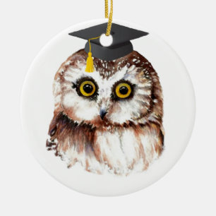 Adorno De Cerámica Personalizado Año Graduación Divertido Wise Owl