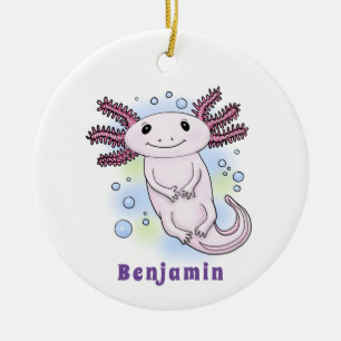 Adorno De Cerámica Personalizado axolotópico rosa adorable