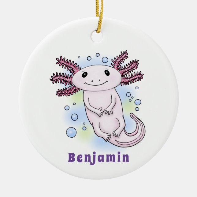 Adorno De Cerámica Personalizado axolotópico rosa adorable (Frente)