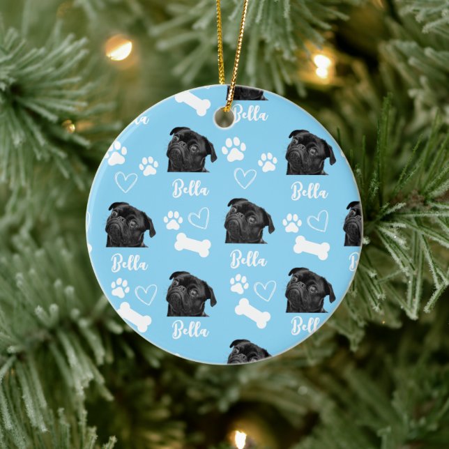 Adorno De Cerámica Personalizado azul Amo Paw Impresión Perro Perro E (Árbol)