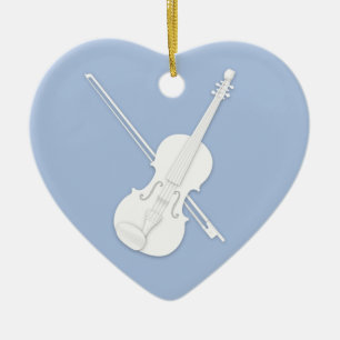 Adorno De Cerámica Personalizado azul claro de violín blanco y revers