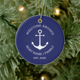 Adorno De Cerámica Personalizado azul marino Nautical Anchor Bienveni