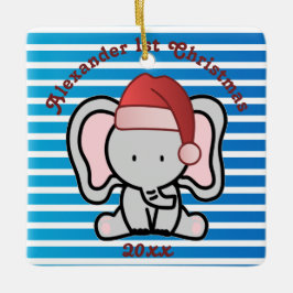 Adorno De Cerámica Personalizado Azul Nombra Niño Primera Navidad 202