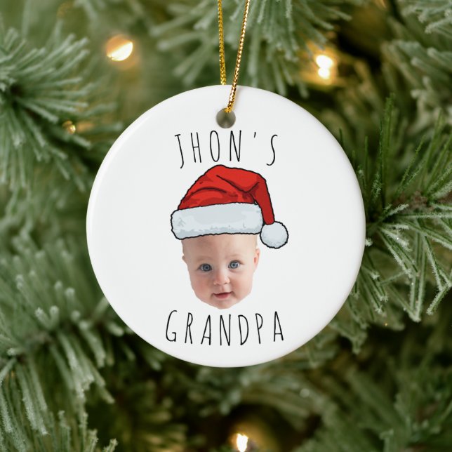 Adorno De Cerámica Personalizado Baby Face Santa Hat Navidad Foto (Árbol)
