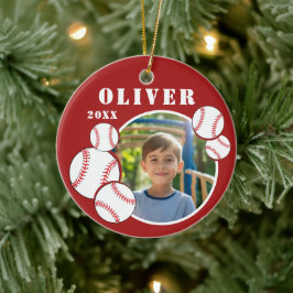 Adorno De Cerámica Personalizado Ball Ball Red Sports Photo