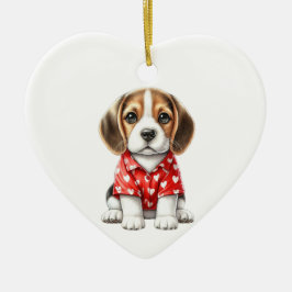 Adorno De Cerámica Personalizado Beagle Dog Fun Valentine