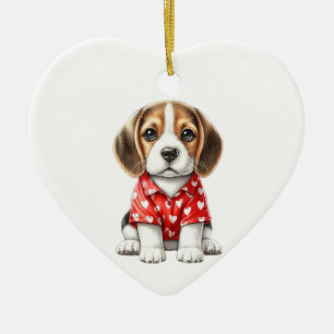 Adorno De Cerámica Personalizado Beagle Dog Valentine