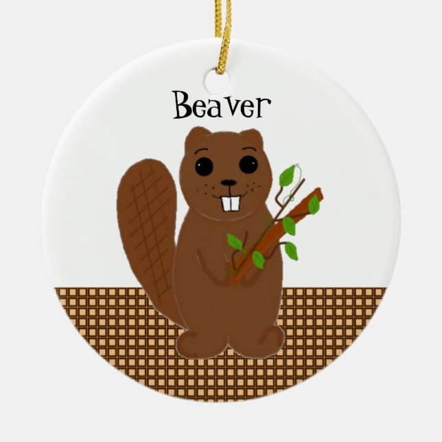 Adorno De Cerámica Personalizado Beaver (Frente)
