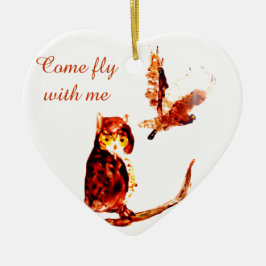 Adorno De Cerámica Personalizado Bird Art Tawny Owls