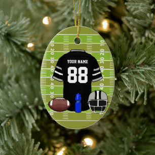 Adorno De Cerámica Personalizado Black and Grey Football Jersey en el