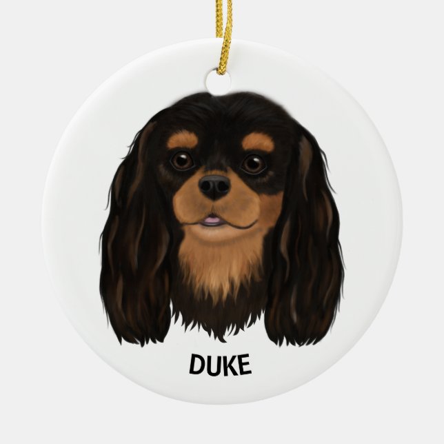 Adorno De Cerámica Personalizado Black and Tan Cavalier King Spaniel (Frente)