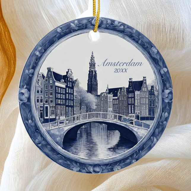 Adorno De Cerámica Personalizado Blue Delft Amsterdam Souvenir (Subido por el creador)