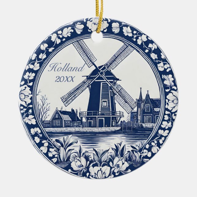 Adorno De Cerámica Personalizado Blue Delft Holland Souvenir (Frente)