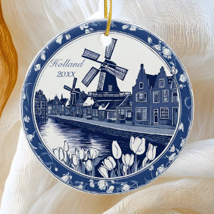 Adorno De Cerámica Personalizado Blue Delft Holland Souvenir