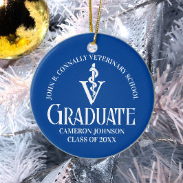 Adorno De Cerámica Personalizado Blue Veterinary School Graduation Gi