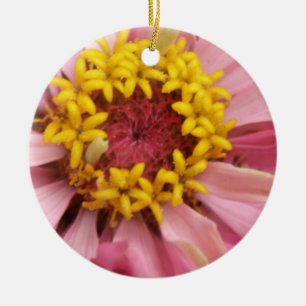 Adorno De Cerámica Personalizado bonito Rosa Zinnia Cumpleaños